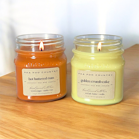 Warm + Sweet Candle Pair – Hot Buttered Rum & Golden Crumb Cake